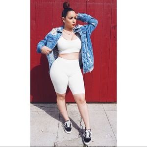 Fashion Nova White biker short set